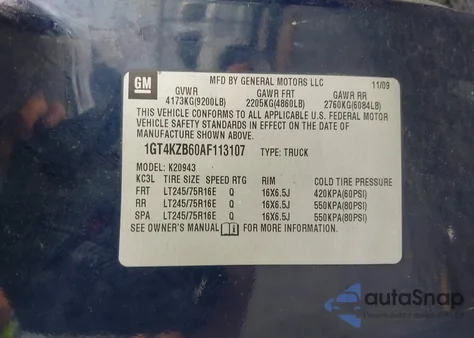 2010 GMC Sierra 2500Hd Work Truck from USA, damaged, VIN 1GT4KZB60AF113107